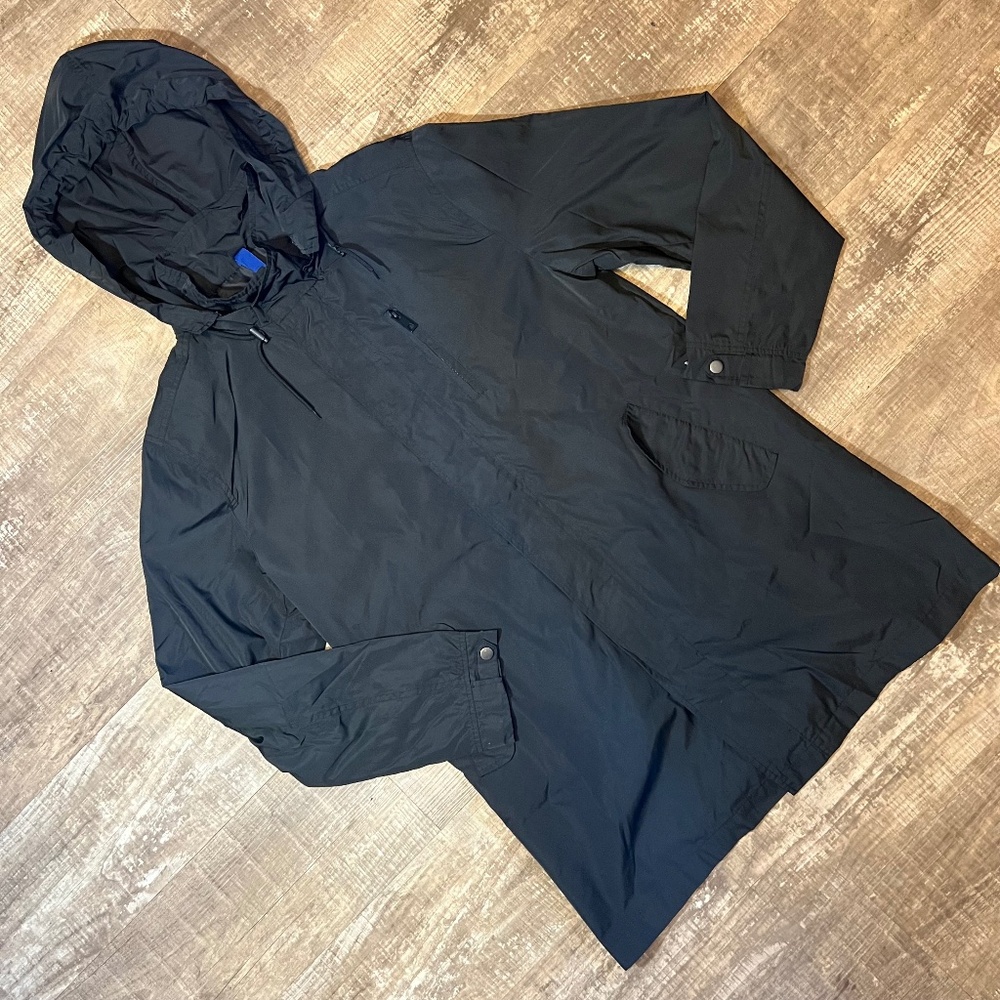 OVS Men's Hooded Raincoat | Large | Black Packable Lightweight